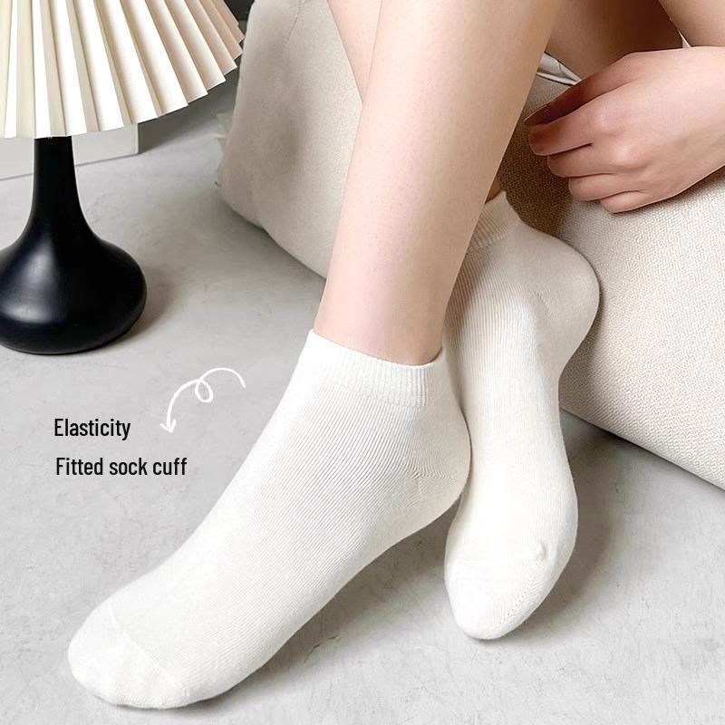 Women's Breathable Summer Boat Socks - Lightweight, Sweat-Absorbent, Deodorant Solid Color Short Socks for Sports