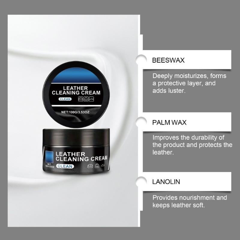 Gentle Leather Cleaner Paste Auto Interior Leather Cleaner with Natural Ingredients 100g Capacity for Delicate Surfaces