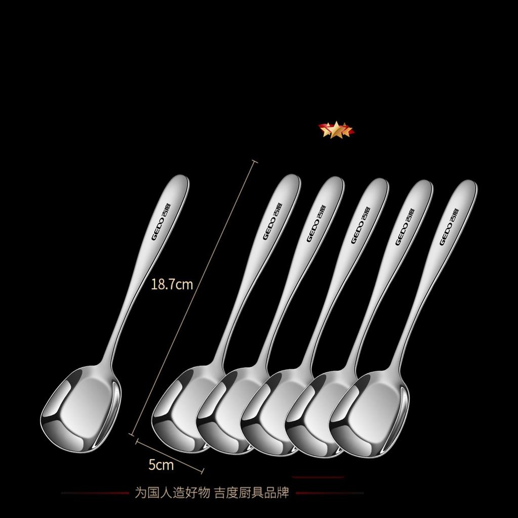 6 Pcs LFGB Certified Pure 304 Stainless Steel Dining Spoons Ultra Thick Flat Head Spoon Shovel-shape Scoop for Rice and Salad4