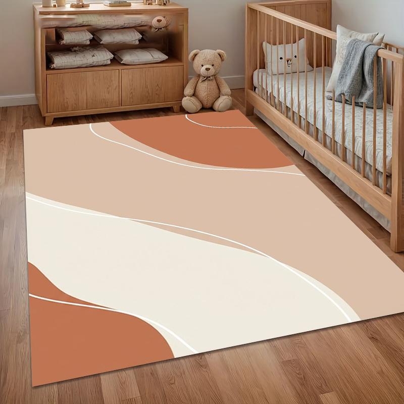 

A Soft Non-Slip Carpet Warm Brown Curve Geometric Area Rug Floor Carpet for Living Room Bedroom Nursery Kids Room Decor 40cm x 60cm