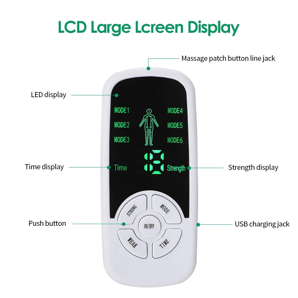 EMS Electric Muscle Therapy Massager Stimulator 6 Modes Tens Unit Machine Meridian Physiotherapy Pulse Abdominal Prostate Body Massager