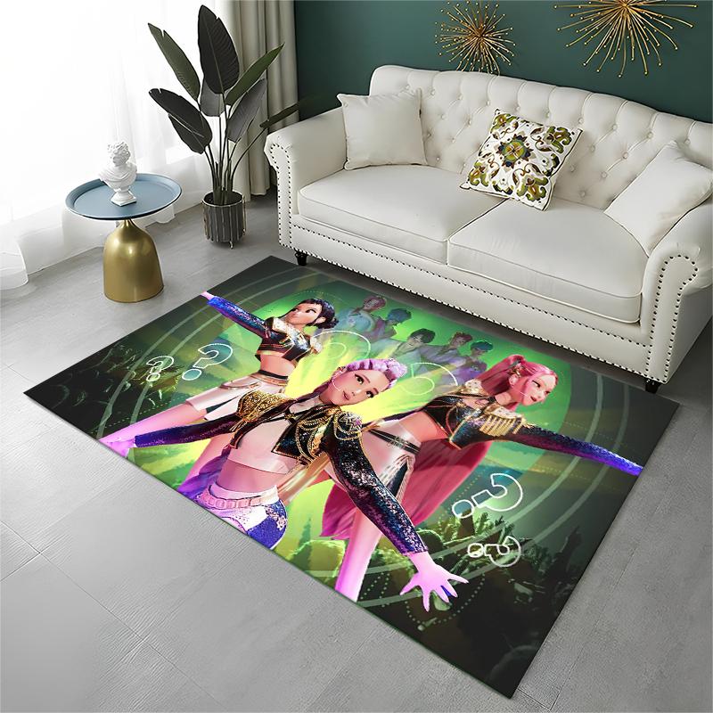 Kpop Demon Hunter Rumi Mira Zoey Cartoon Group Carpet Rug for Playroom Bedroom Living Room Sofa Home Decor,Area Rug Non-slip
