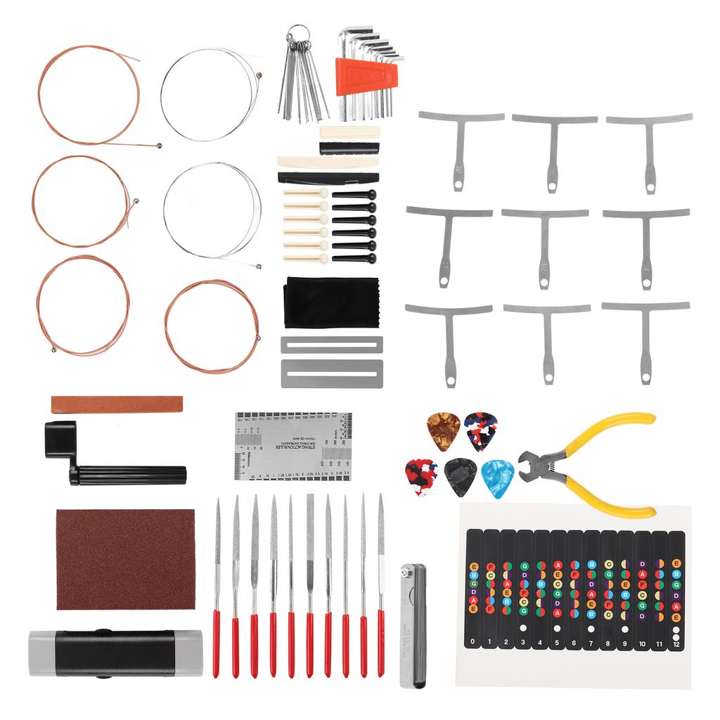 Guitar Repairing Tools Kit Professional Maintenance Bridge Pins Hex Wrench Files Accessories