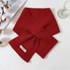 Solid Color Wool Knitted Scarf Windproof Women Winter Neckerchief Retro Cross Neck Warmer  Outdoor