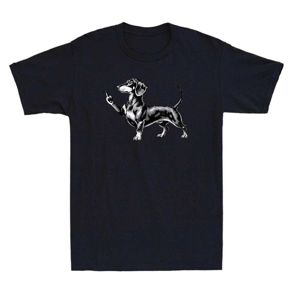 Black Dachshund With Middle Finger Funny Dog Graphic Men s Short Sleeve T-Shirt XXXL