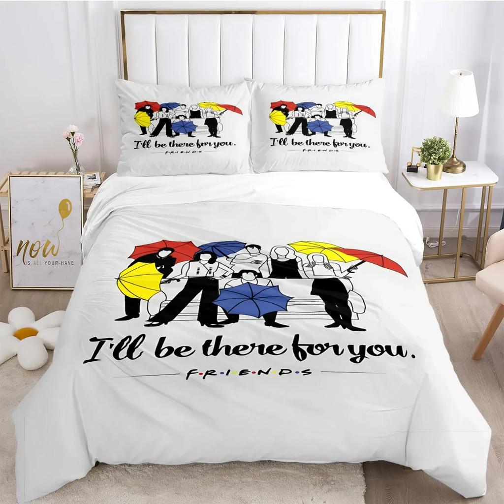 Přátelé Vtipné anime Celoroční povlečení Tištěná sada povlečení s povlakem na polštář Povlak na přikrývku Jednolůžko Dvojlůžko Queen Super King Velikost