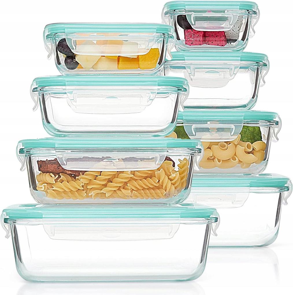 8X Glass Food Containers Lunchbox Container For Fridge Microwave