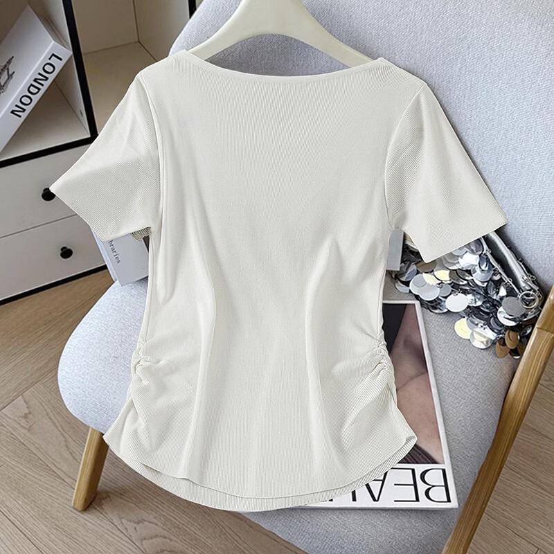 She Pool Asymmetrical Pleated Knit T-Shirt