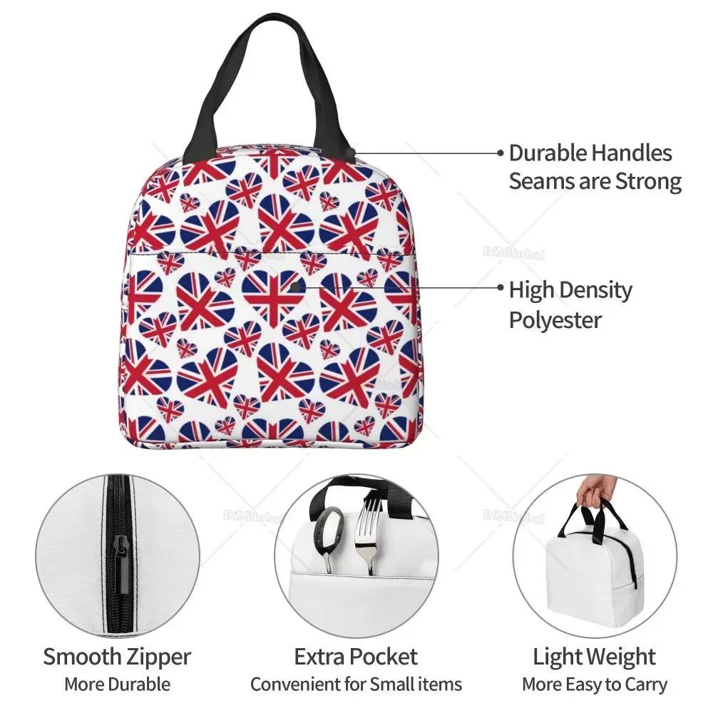 Lunchbox für Damen mit britischer Flagge und britischem Symbol, wasserdicht, Thermo-Kühltasche für Lebensmittel, isoliert, für die Schule, Picknick-Tragetaschen