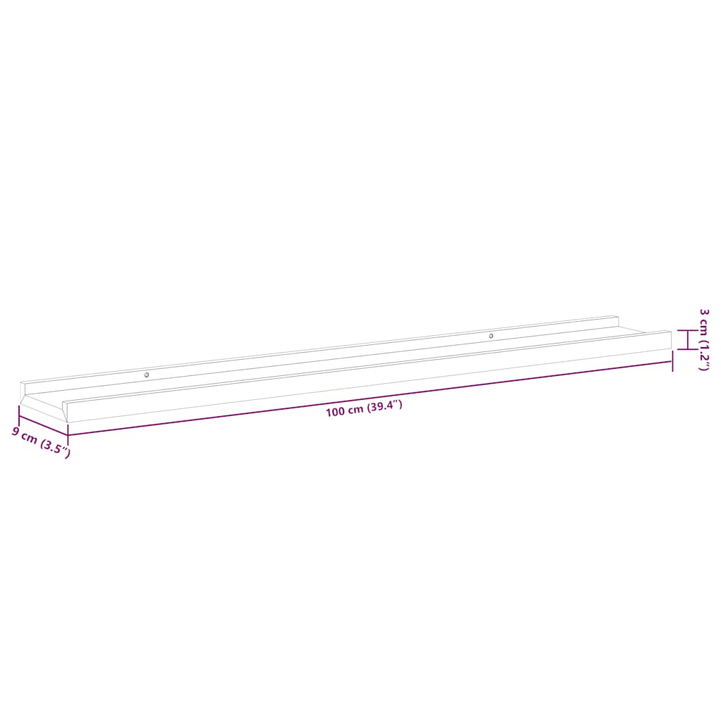 Wall Shelves 2 pcs Black 100 x 9 x 3 cm