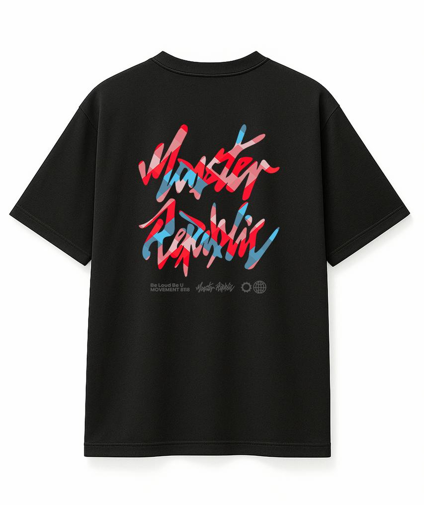 MONSTER REPUBLIC Square Logo Red T-Shirt Black_8118