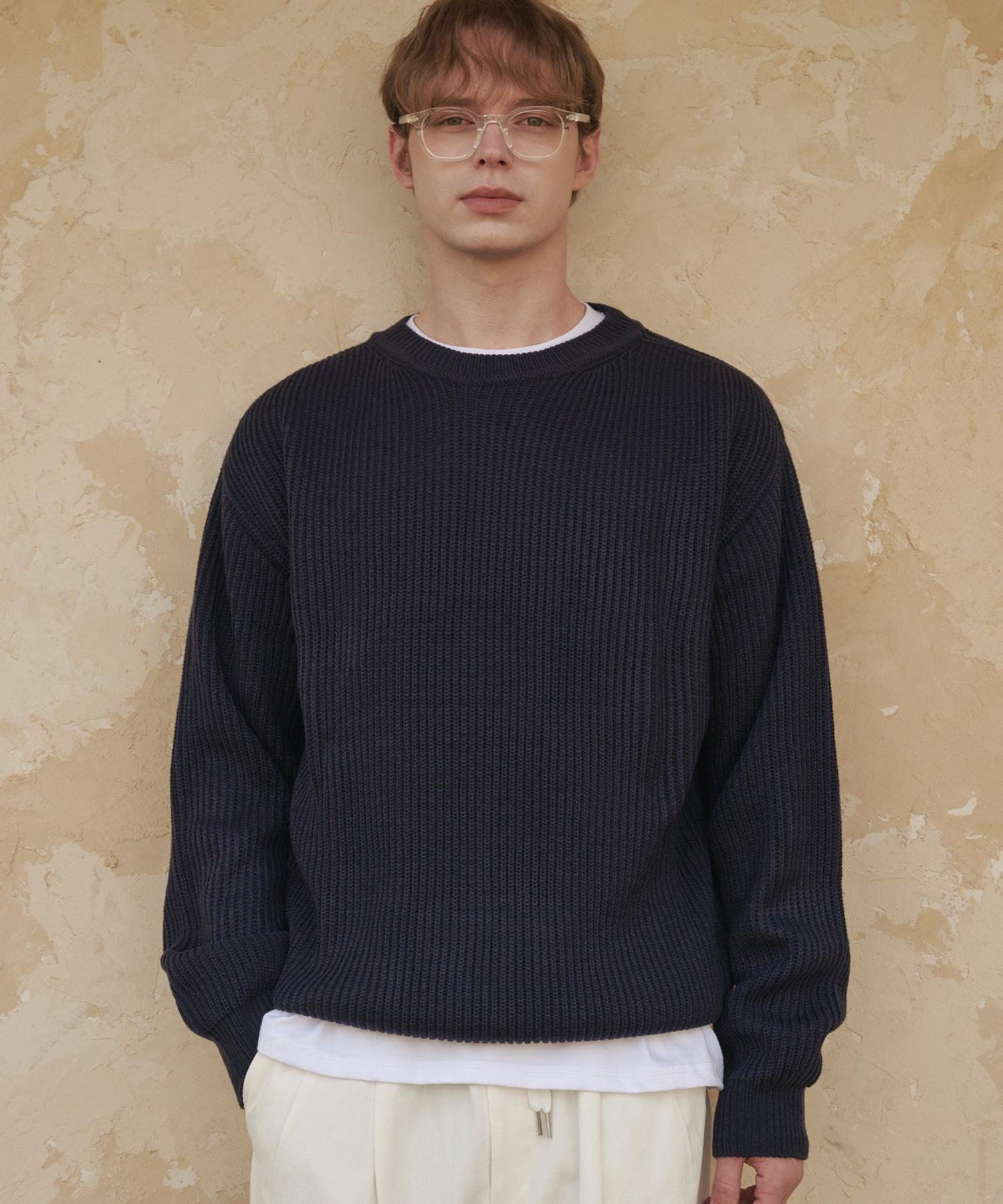 Iesn Essential Round Neck Oversized Knit Navy M