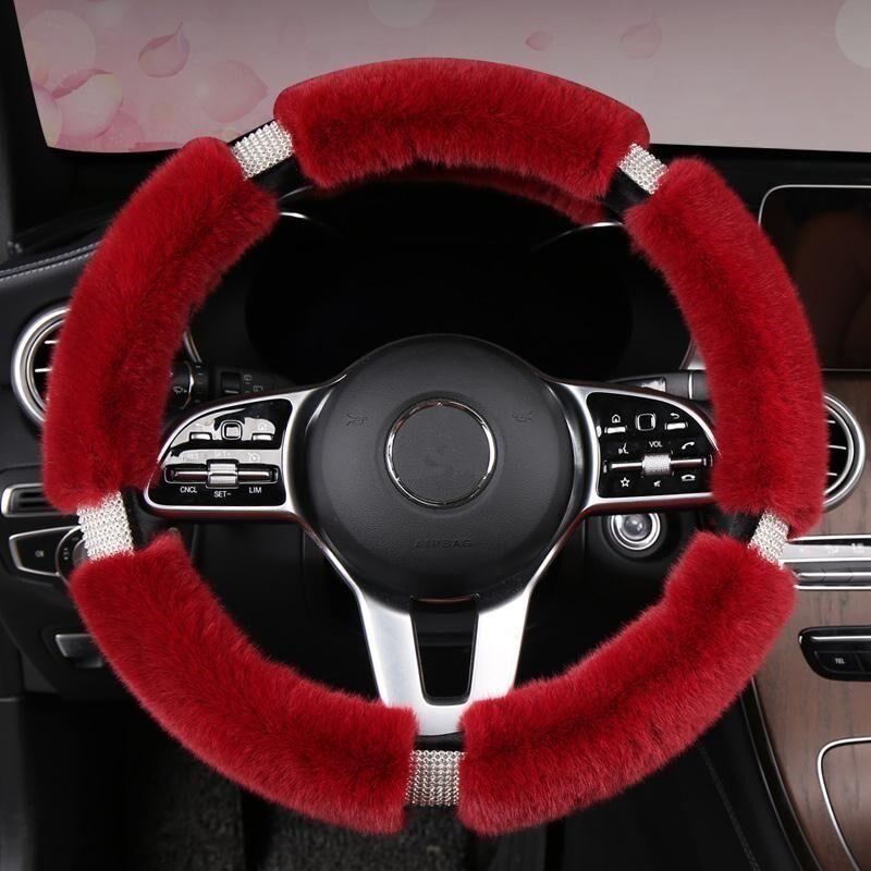 Car Steering Wheel Cover Winter Warm Short Plush Universal Car Handle Cover Trendy Cute Goddess Fashion Style Interior Decoration