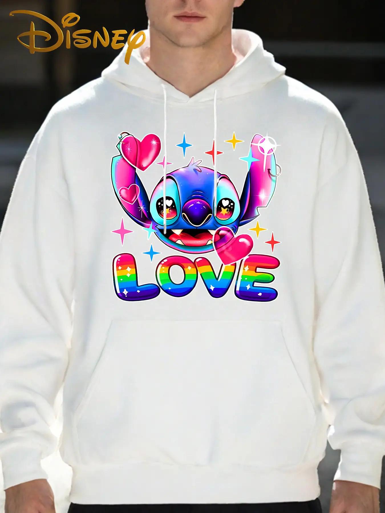 

Disney Stitch&Lilo Couple Hoodie - Stitch Pattern Paired with Neon Green&pink Hearts, Comfortable Autumn and Winter Pullover 3XL
