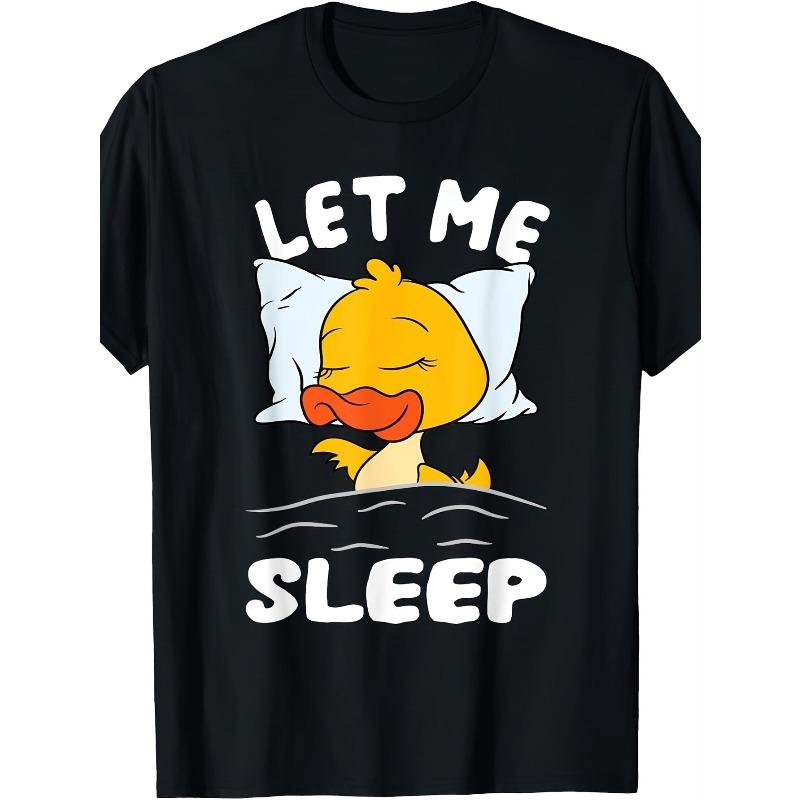

Men s Black Cotton T-Shirt with Let Me Sleep Duck Graphic - Casual Crew Neck Short Sleeve Tee, Regular Fit Suitable for Casual Attire & Lounge Wear 2XL чёрный