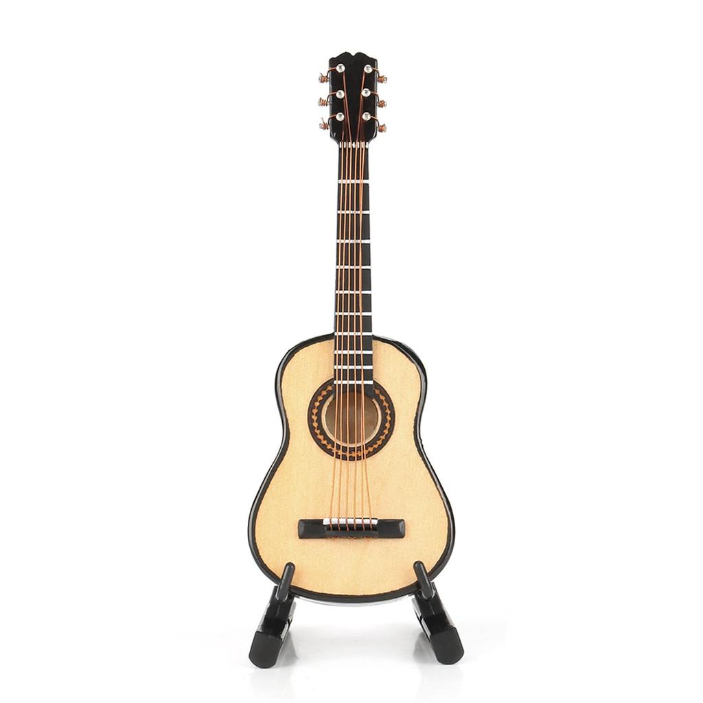 Miniature Wooden Guitar Model Display Mini Musical Ornaments Craft Home Decor
