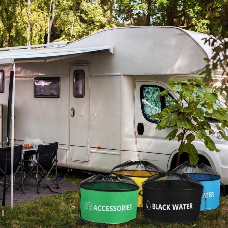 Camper Organizer Tasche für Schläuche Kabel 4 Farbabschnitte Wasserdicht Oberes Netzfach Camper Aufbewahrungslösung