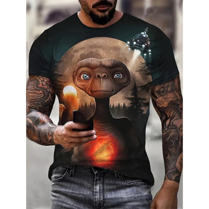 Pánské tričko Nový kreslený zvířecí vzor potisk Kulatý výstřih Topy Krátký rukáv Nadměrné tričko Pánské Letní móda Pánské oblečení