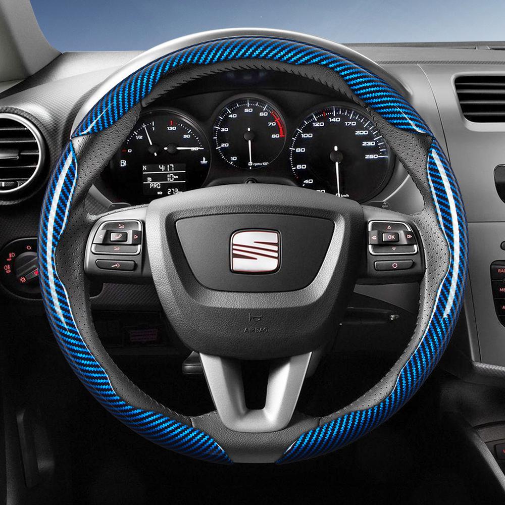 Suitable for Seat Carbon Fiber Texture Steering Wheel Cover with Segmented Quick-Release Design, Durable, for Models Such As Ibiza, Arona, Leon,
