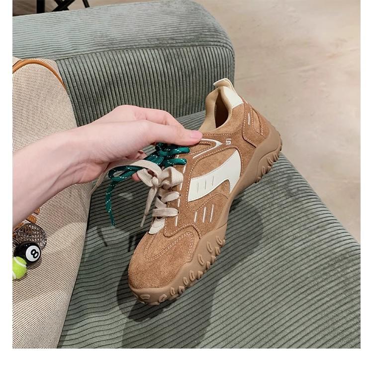 Grape Mother of the Same Style, Thick-soled Heightening Casual Leather German Training Board Shoes Forrest Gump Shoes Women's New 2025 Spring and Autu