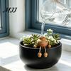 Indoor Garden Plant Care Accessories Terracotta Watering Spike, Cute Face Self Insert for Potted Cartoon Globes Plants, Decorative Clay Automatic