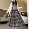 Vintage Plaid Wool A-line Skirt for Women - High Waist, Mid-Length, Autumn/Winter 2025 Collection