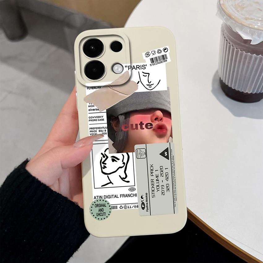 För Oppo Realme 5 6 7 8 9 10 Pro Plus K12 A5 A5X Telefonskal Söta Flicka Mönster Flytande Silikon Avancerat Anti-Slip Skyddsskal För Oppo Hölje