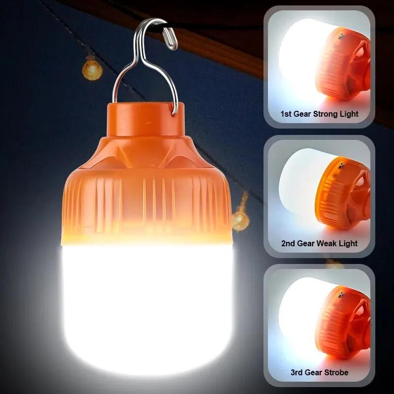 Outdoor USB Rechargeable LED Light Bulb Hook Up Camping Fishing Portable Lantern Night Lights Outdoor Emergency Lamp Bulb