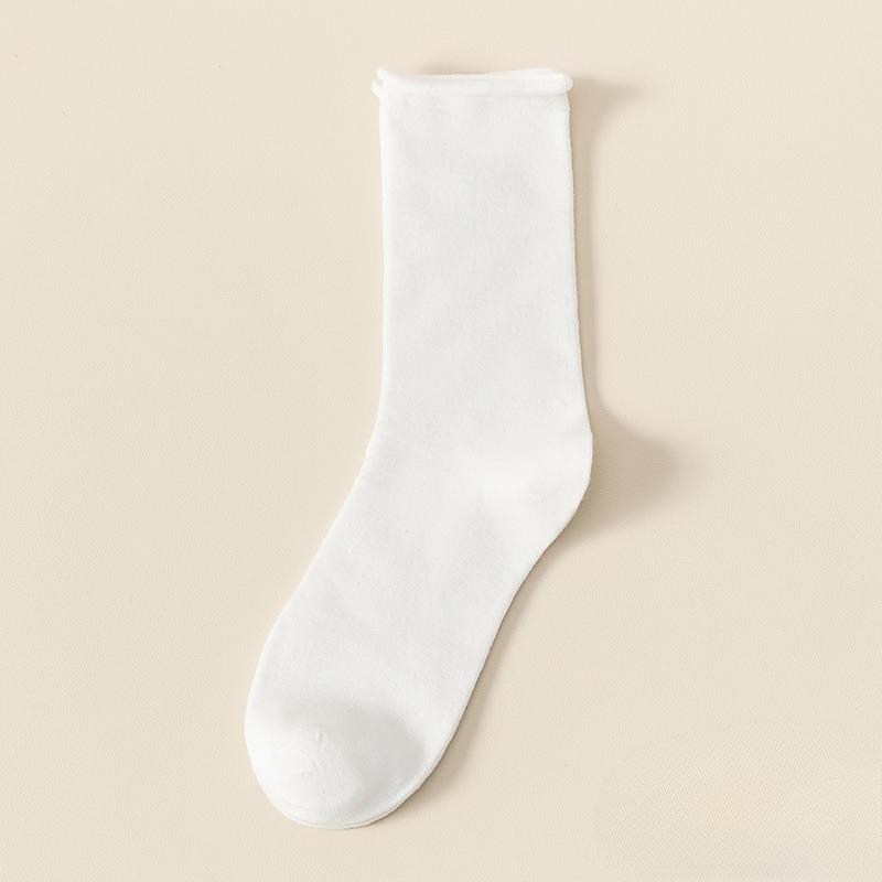 

Носки Дуй Дуй: Женские летние тонкие носки до середины икры, весенне-осенние белые носки 1 pair молочный белый
