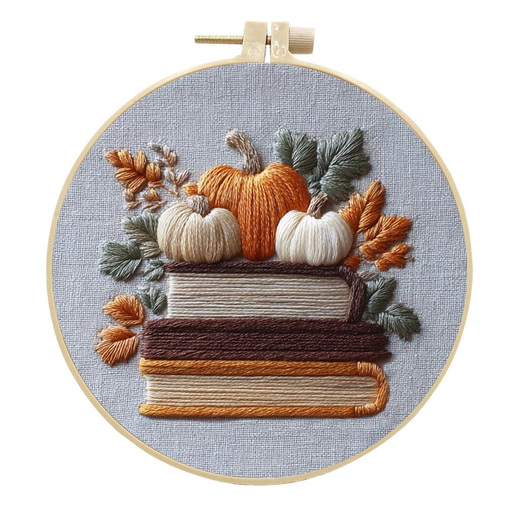 Kit Fai da Te Ricamo Originale Zucca: Progetto di Arte Tessile per Principianti