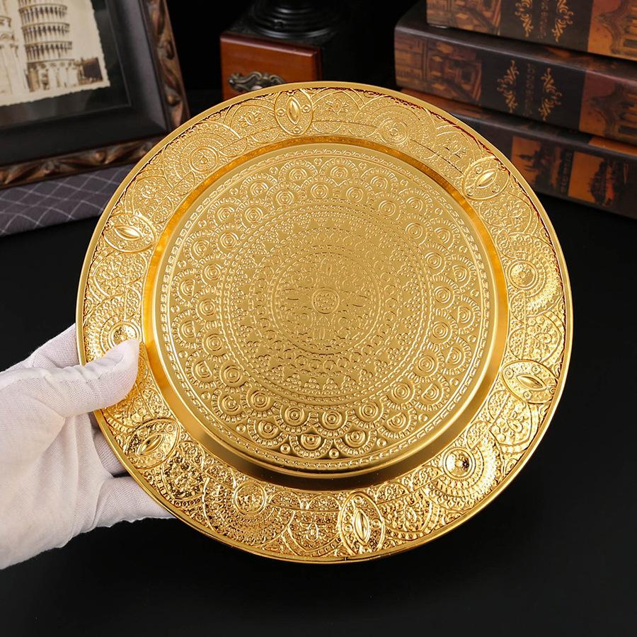 Light Luxury High-end European Round Tray Living Room Handicrafts Gifts Creative Ornaments Fruit Plate Afternoon Tea Pastry Plate