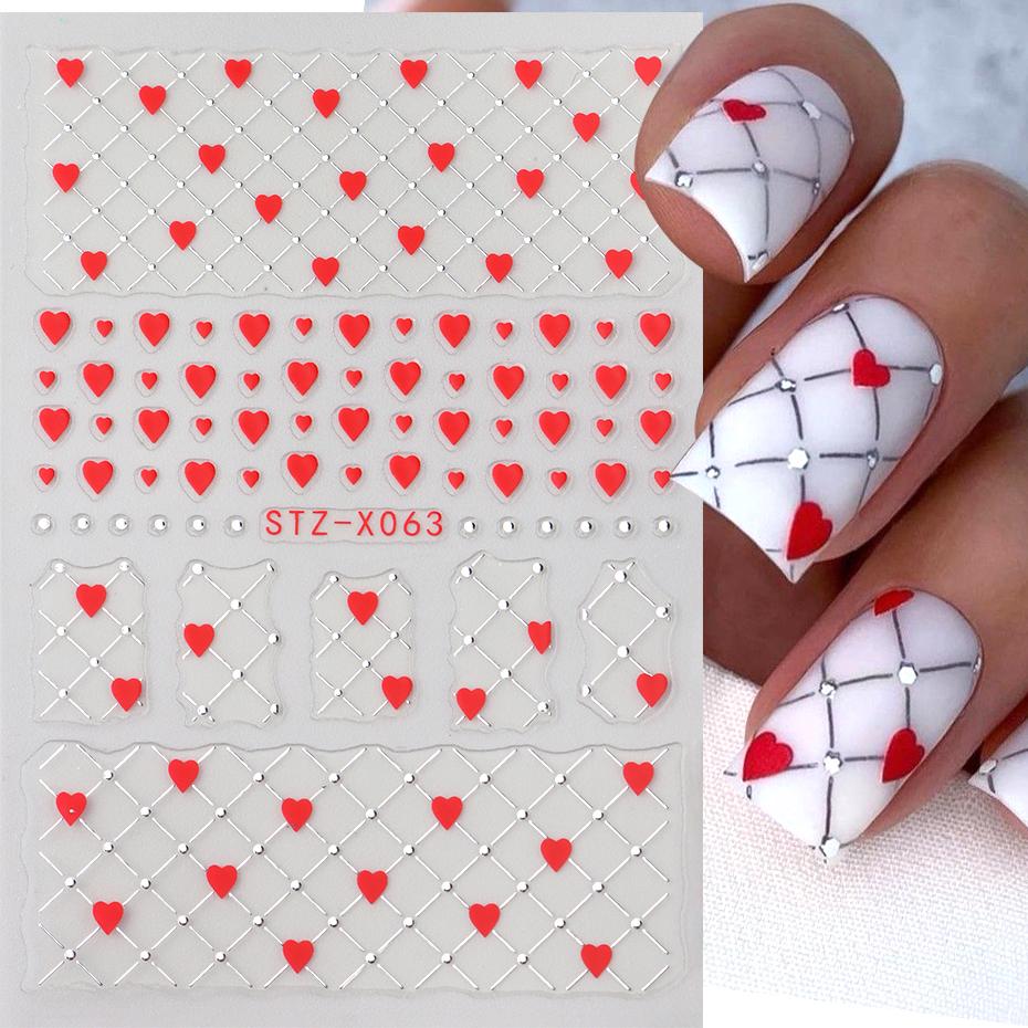 Xiaomi Red Heart Nail Sticker Decals Little Love Heart Valentine 3D Self-adhesive Sliders for Manicure Foil Tattoo Nail Art Decorations