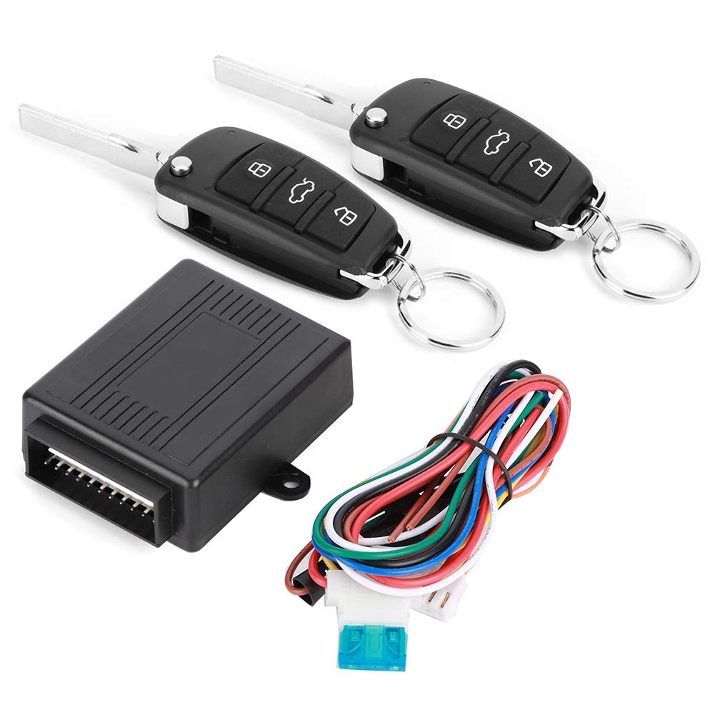 Keyless Entry Car Security System, Universal Car Alarm System, 3-Button Keyless Central Locking Remote Control Kit, Black