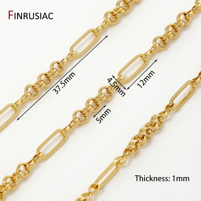 

18K Gold Plated Brass 3:1 Figaro Chains For Jewelry Making,Thick Large Heavy Chains For DIY Necklace Bracelet Making Findings 0.5 meter
