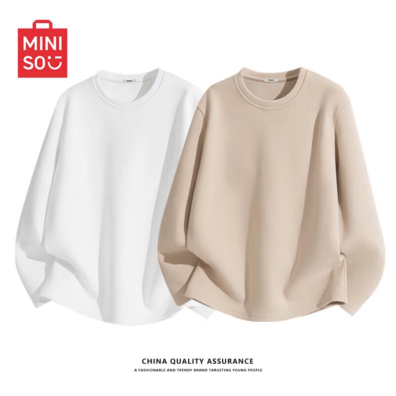 MINISO Men's Fleece-Lined Long Sleeve Thermal T-Shirt