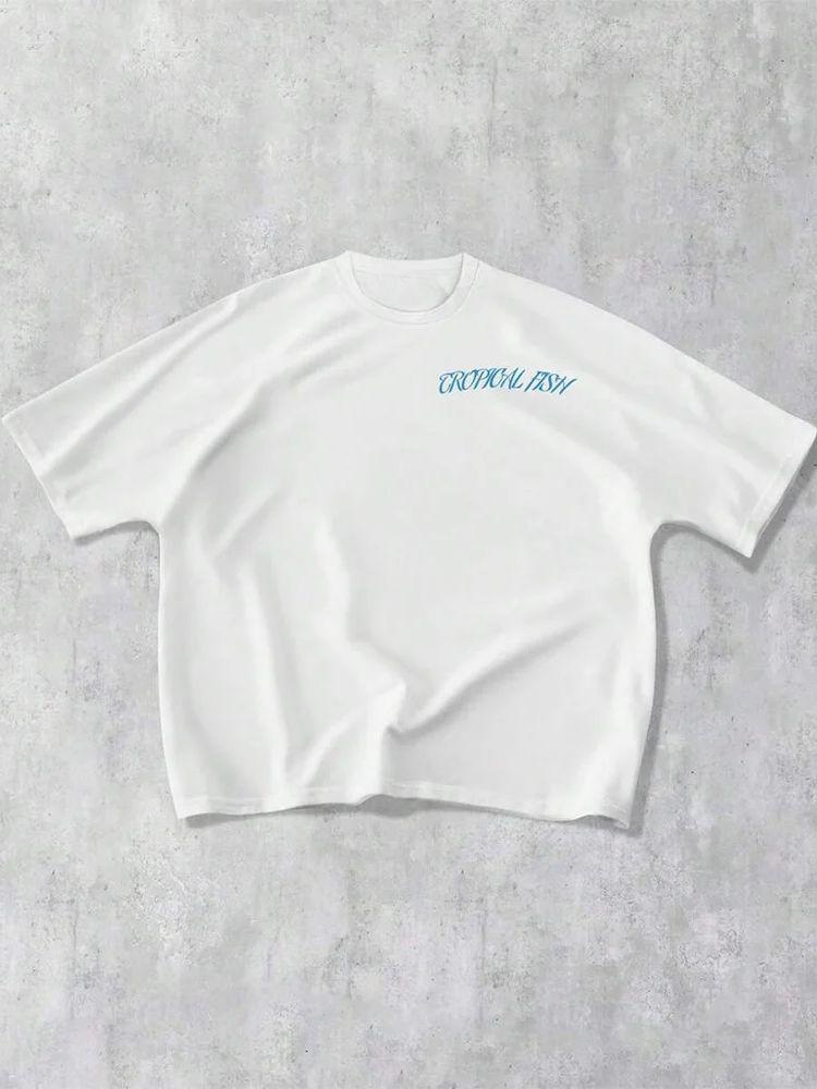 

Summer Vacation-Style Daily Wear Cotton T-Shirt With Tropical Fish Pattern And Short Sleeves Suitable For Both Men And Women 4XL