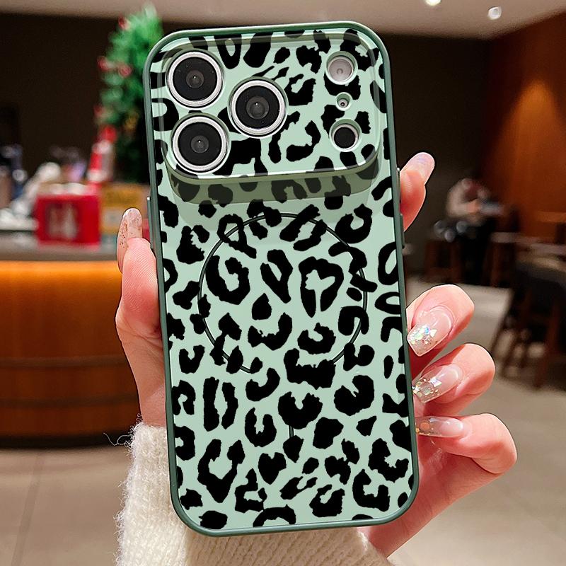 Leopard Print Pattern Magnetic Phone Case For iPhone 17 ProMax 16 15 14 13 Pro Max For Magsafe Wireless Charge Shockproof Cover