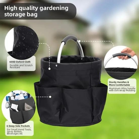 Portable Beach Organizer Foldable Cleaning Bucket Lightweight Oxford Picnic Basket for Travel Camping Bath Multi-Purpose Storage Bag for Tools
