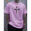 Cotton Summer Men's 100% Pure Cotton Casual Loose Plus Size Cross Creative Printed Sports Comfortable Round Neck Short Sleeved T-shirt