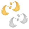 Wind Hollow C-shaped Crescent Stud Earrings Temperament Retro Wind Titanium Steel Plated 18k Real Gold Earrings Women