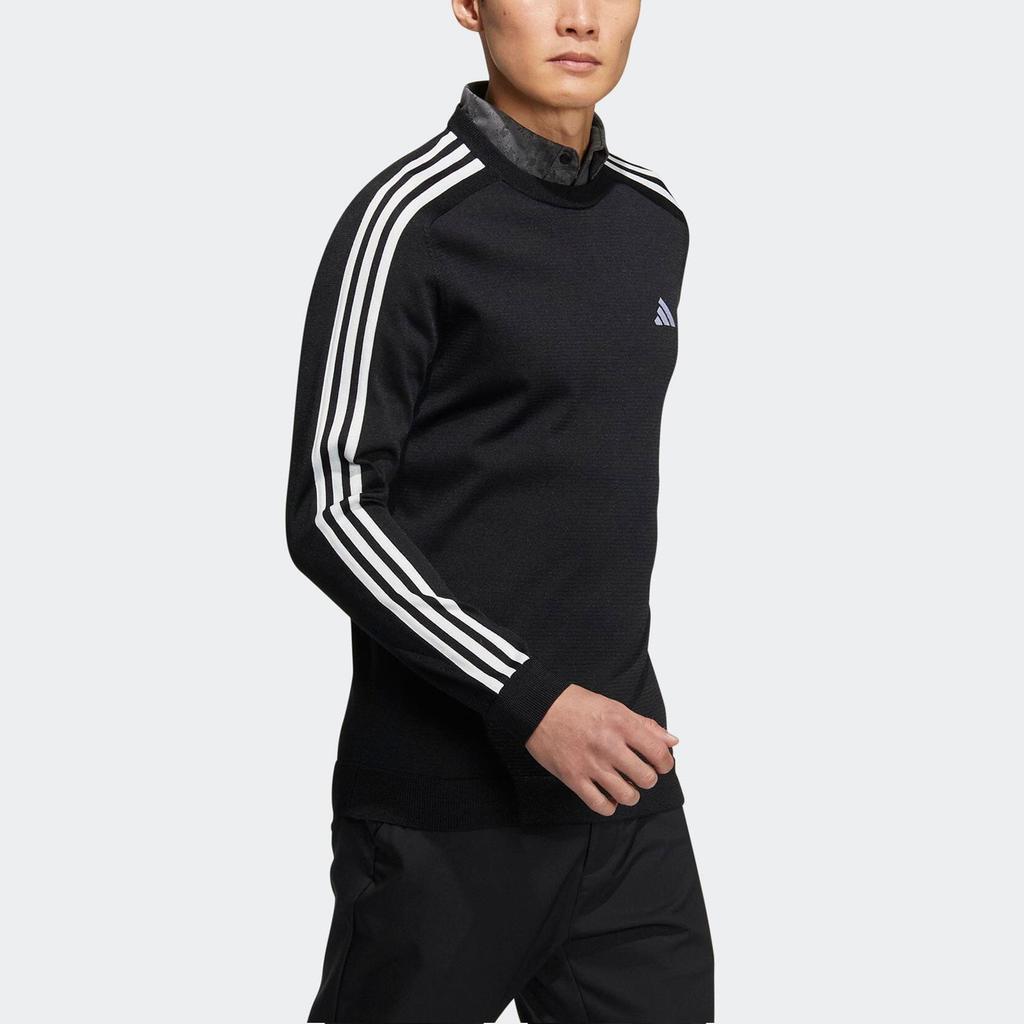 Adidas Side Stripe Golf Long Sleeve Crewneck Sweater Men Sweater Black HZ9223