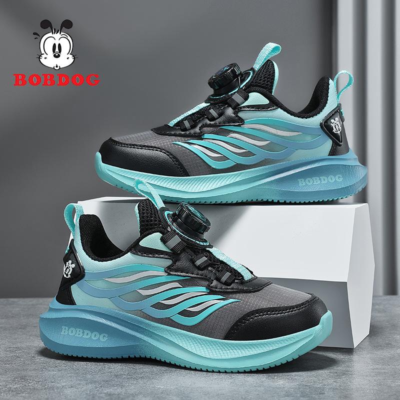 Babu Bean classmate girls shoes 2025 new autumn and winter leather waterproof girls rotating buckle children's sports shoes