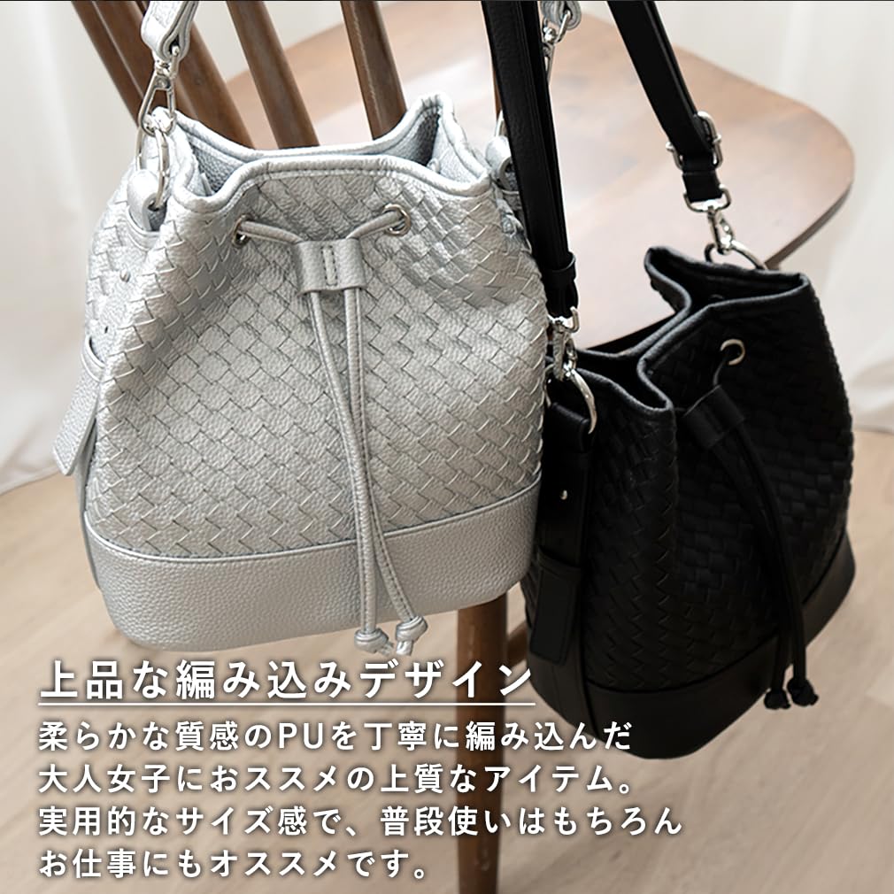 Vita Felice Mesh Drawstring Bag for Women [VITAFELICE] 2-way Sib-20095p (Silver)