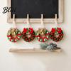 Holiday Door Decoration Handmade Pipe Cleaner Christmas Wreath Ornament Chenille Stems Mini Bow Bell Crafts with Bells for Window Fireplace