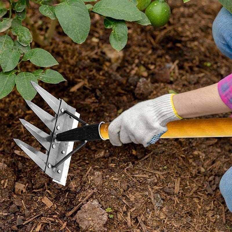 2/3/4/5/7 Teeth Garden Rakes Weeding Tool Hand Agricultural Nail Harrow Metal Harrow Effortless Soil Turning Farming Tools