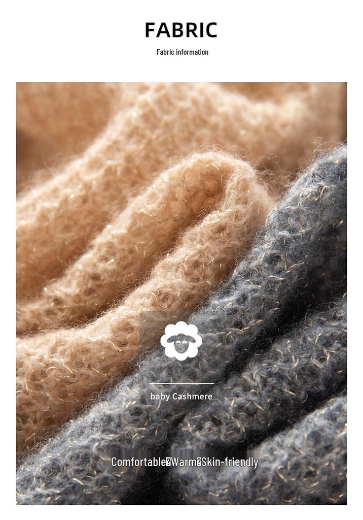 Women's Loose Fit Cashmere Pullover Sweater - Versatile Round Neck Knitted Top