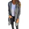 Women Knitted Cardigan Sweater Coat Long Sleeve Hooded Solid Color Mid Length with Pockets