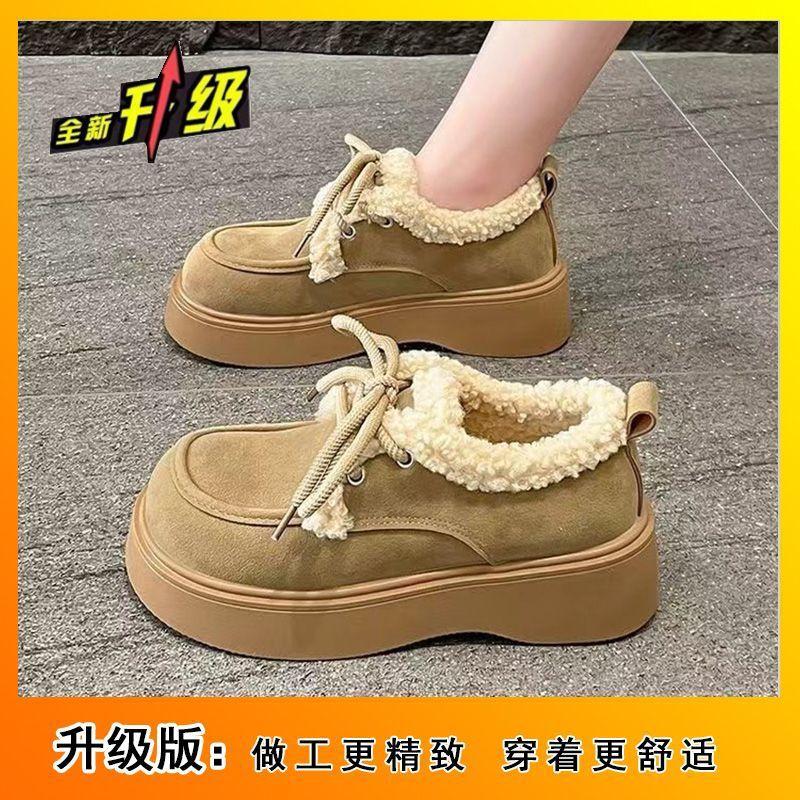 Warm snow boots round head lace-up Birkenstocks women's winter platform all-inclusive velvet loafers cotton shoes