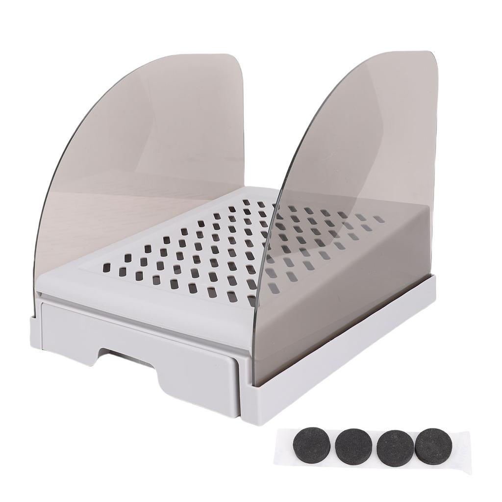 Cat Litter Box Ramp with Drawer Baffles Plastic Adjustable Height Anti Slip Elevated Litter Box Step Stool for Home