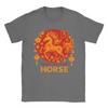 Chinese Zodiac Lunar New Year Fire Horse TShirts Unisex  Vintage Cotton Tees Crew Neck Short Sleeve T Shirts Gift Clothing